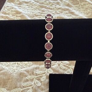 Touchstone Crystal Purple Stone Sterling-Style Round Link Bracelet - Women